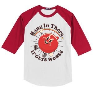 Funny Retro Hang In There It Gets Worse Kids Colorblock Raglan Jersey