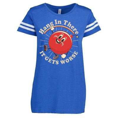 Funny Retro Hang In There It Gets Worse Enza Ladies Jersey Football T-Shirt