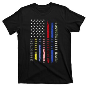 First Responders Hero Flag Nurse EMS Police Fire Military T-Shirt