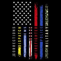 First Responders Hero Flag Nurse EMS Police Fire Military Tall T-Shirt