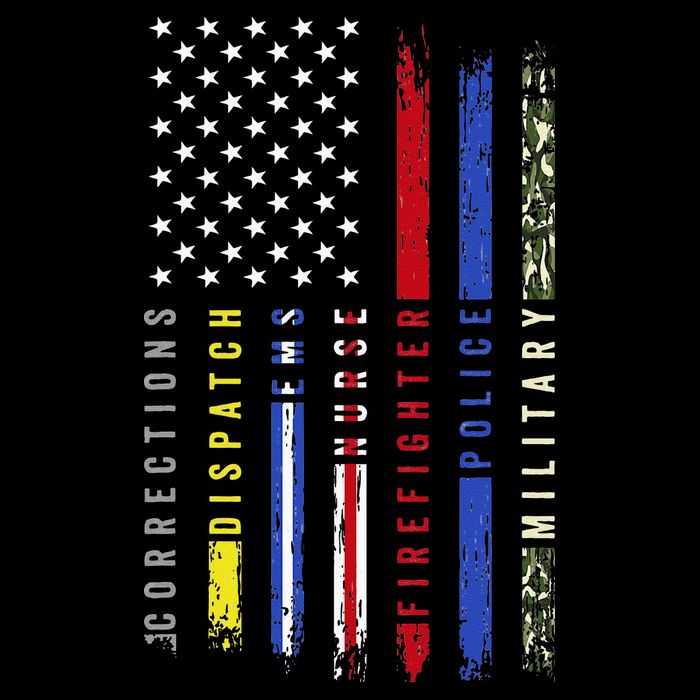 First Responders Hero Flag Nurse EMS Police Fire Military Tall T-Shirt