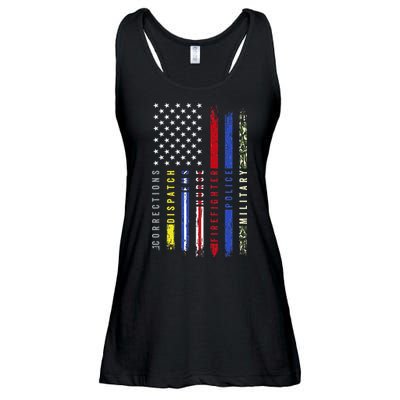 First Responders Hero Flag Nurse EMS Police Fire Military Ladies Essential Flowy Tank