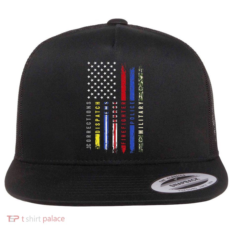 First Responders Hero Flag Nurse EMS Police Fire Military Flatbill Hat