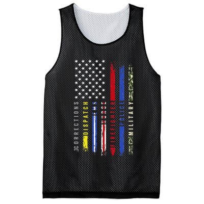 First Responders Hero Flag Nurse EMS Police Fire Military Mesh Reversible Basketball Jersey Tank