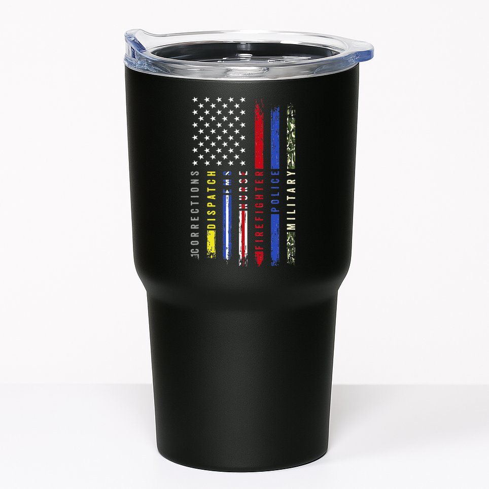 First Responders Hero Flag Nurse EMS Police Fire Military Tumbler