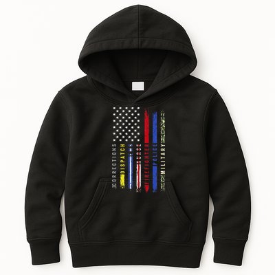 First Responders Hero Flag Nurse EMS Police Fire Military Kids Hoodie