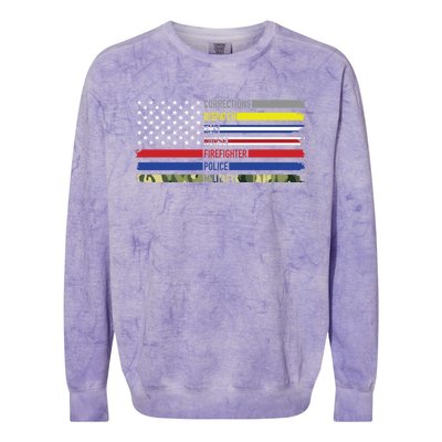 First Responders Hero Flag Nurse Ems Police Fire Military Gift Colorblast Crewneck Sweatshirt