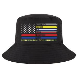 First Responders Hero Flag Nurse Ems Police Fire Military Gift Cool Comfort Performance Bucket Hat