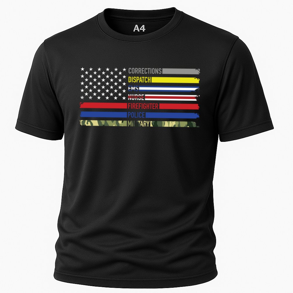 First Responders Hero Flag Nurse Ems Police Fire Military Gift Performance Shirt