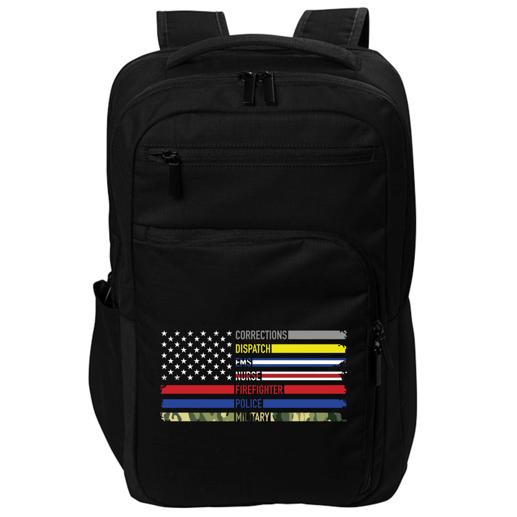 First Responders Hero Flag Nurse Ems Police Fire Military Gift Impact Tech Backpack