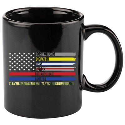 First Responders Hero Flag Nurse Ems Police Fire Military Gift 11oz C Handle Ceramic Mug