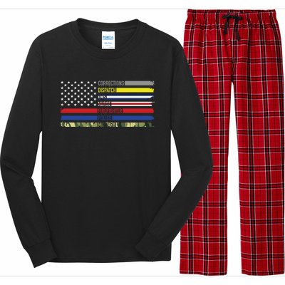 First Responders Hero Flag Nurse Ems Police Fire Military Gift Long Sleeve Pajama Set