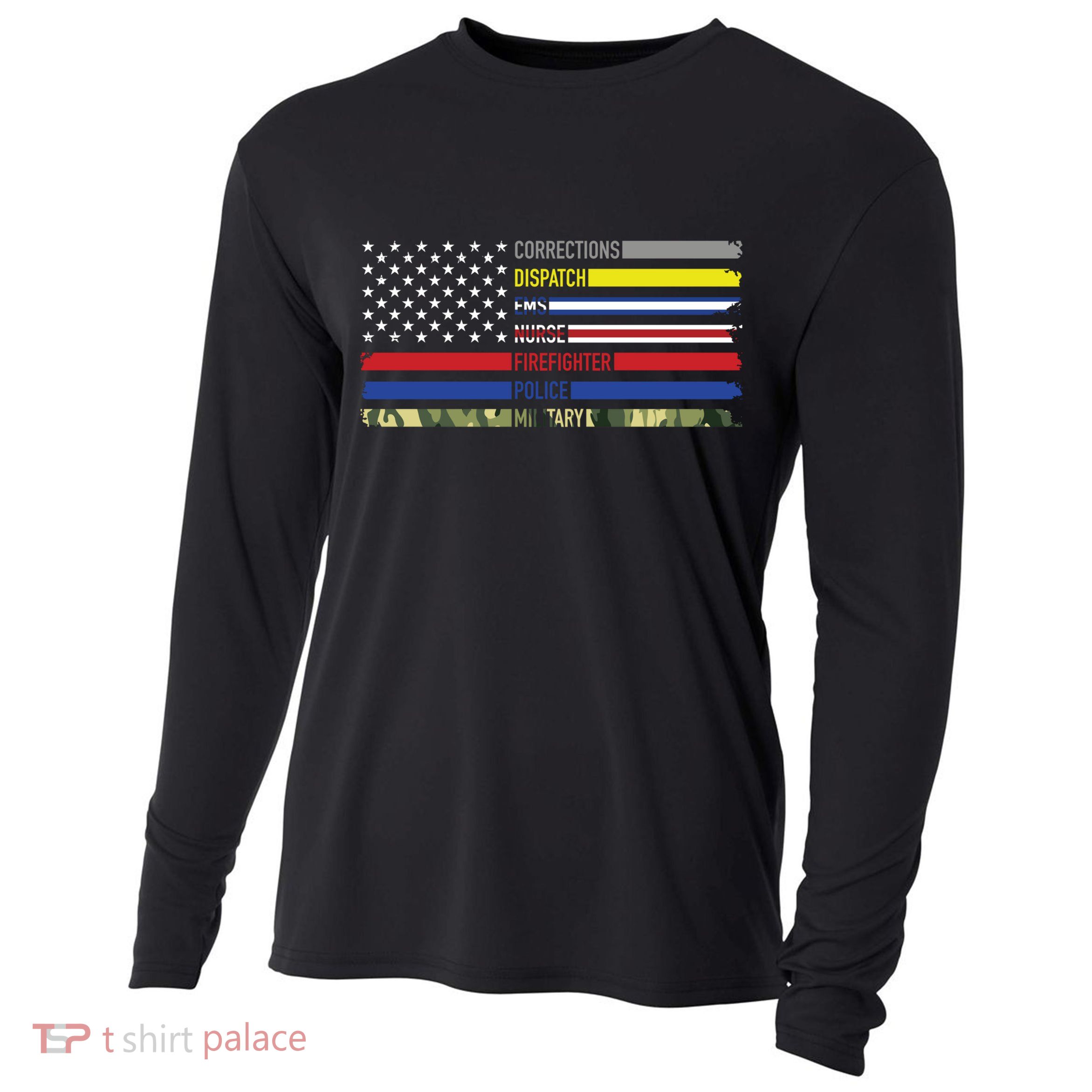 First Responders Hero Flag Nurse Ems Police Fire Military Gift Cooling Performance Long Sleeve Crew