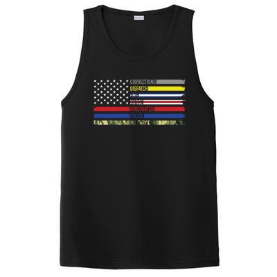 First Responders Hero Flag Nurse Ems Police Fire Military Gift PosiCharge Competitor Tank