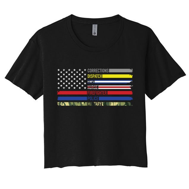 First Responders Hero Flag Nurse Ems Police Fire Military Gift Crop Top