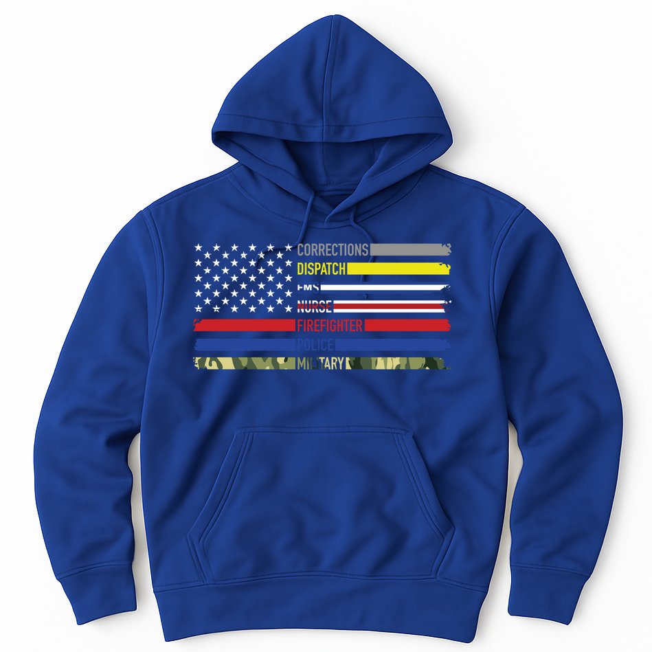 First Responders Hero Flag Nurse Ems Police Fire Military Gift Hoodie