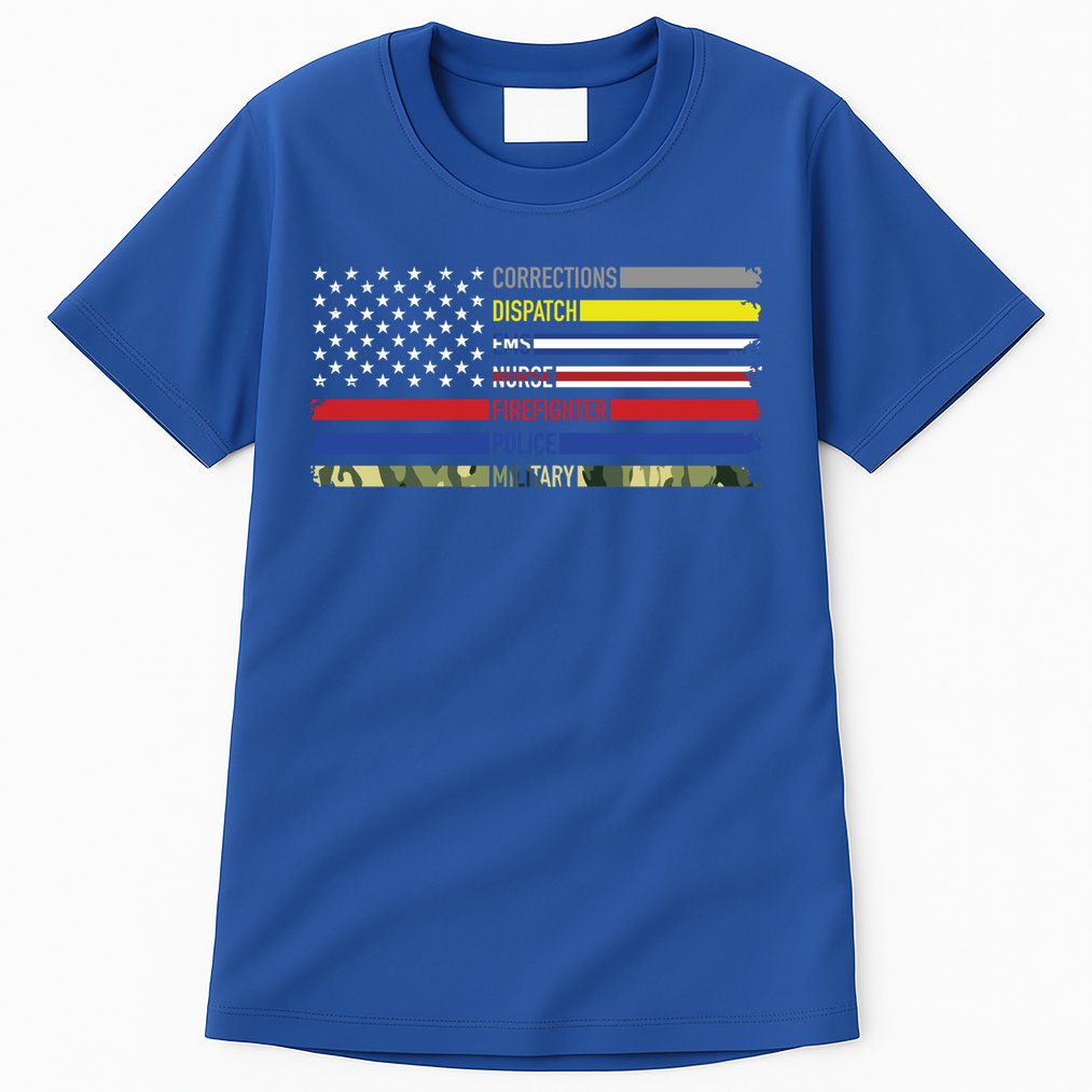 First Responders Hero Flag Nurse Ems Police Fire Military Gift Tall T-Shirt