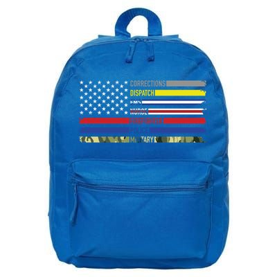 First Responders Hero Flag Nurse Ems Police Fire Military Gift 16 in Basic Backpack