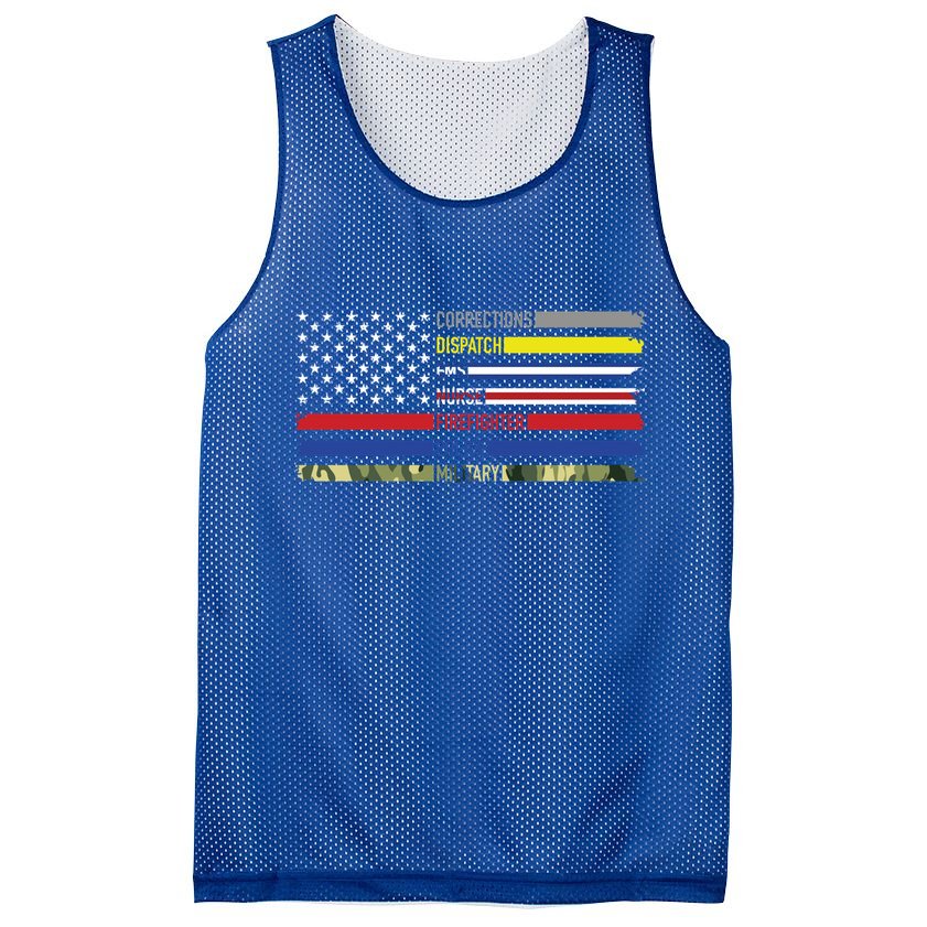 First Responders Hero Flag Nurse Ems Police Fire Military Gift Mesh Reversible Basketball Jersey Tank