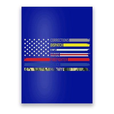 First Responders Hero Flag Nurse Ems Police Fire Military Gift Poster