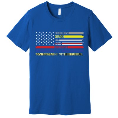 First Responders Hero Flag Nurse Ems Police Fire Military Gift Premium T-Shirt