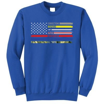 First Responders Hero Flag Nurse Ems Police Fire Military Gift Tall Sweatshirt