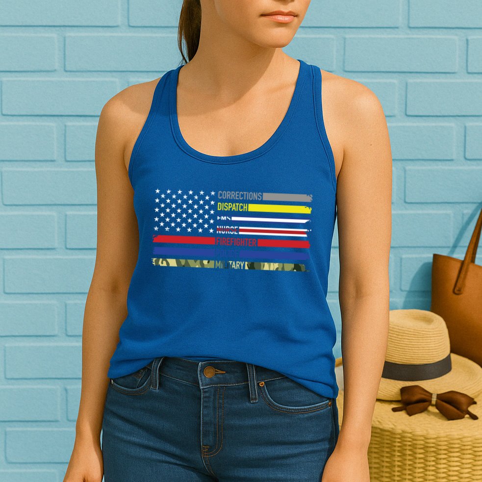 First Responders Hero Flag Nurse Ems Police Fire Military Gift Womens Tank Top