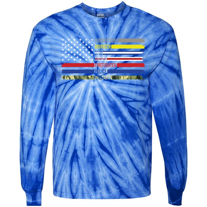 First Responders Hero Flag Nurse Ems Police Fire Military Gift Tie-Dye Long Sleeve Shirt