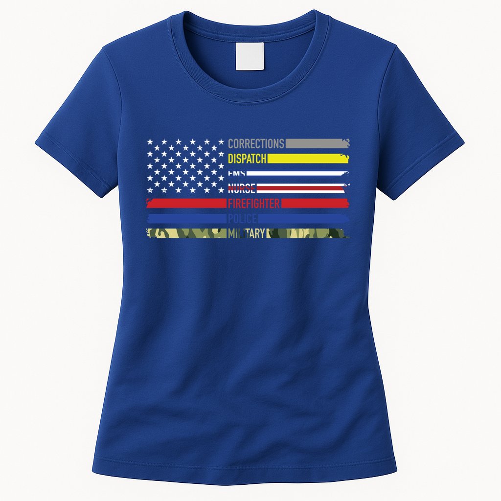 First Responders Hero Flag Nurse Ems Police Fire Military Gift Womens T-Shirt