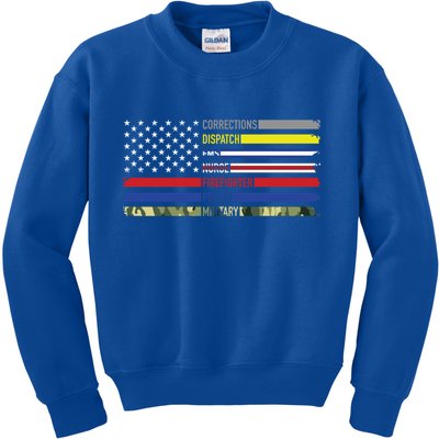 First Responders Hero Flag Nurse Ems Police Fire Military Gift Kids Sweatshirt