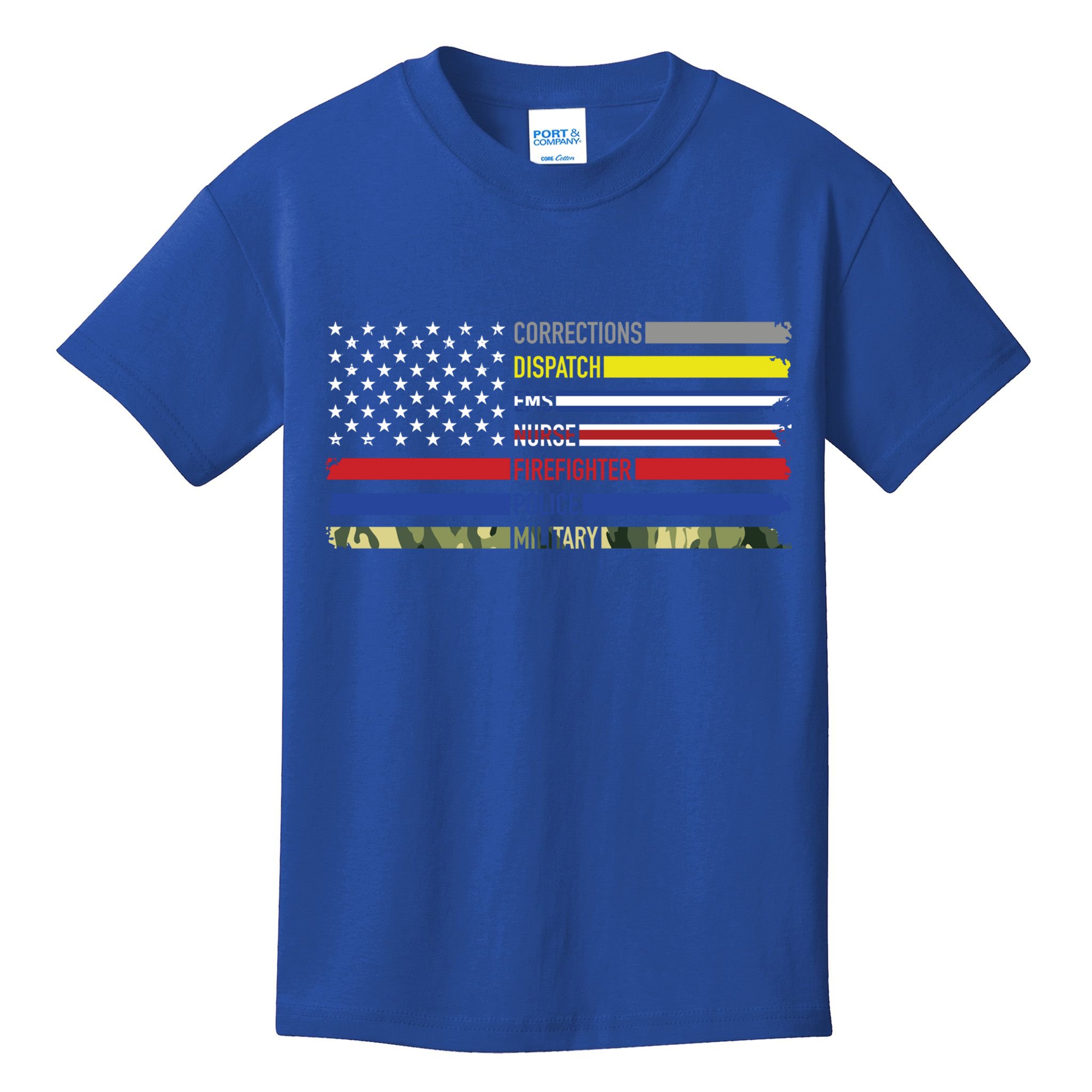 First Responders Hero Flag Nurse Ems Police Fire Military Gift Kids T-Shirt