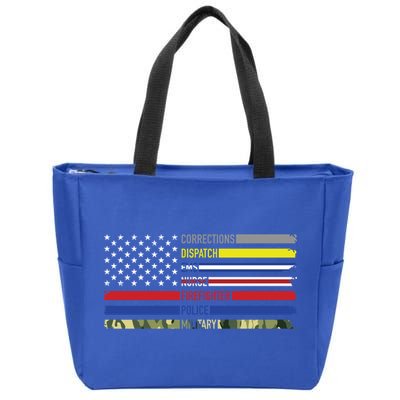 First Responders Hero Flag Nurse Ems Police Fire Military Gift Zip Tote Bag
