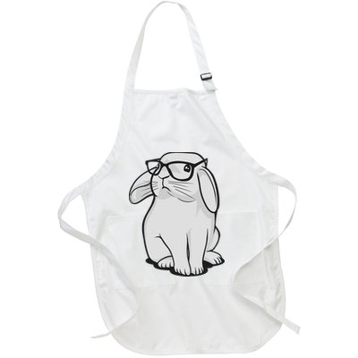 Funny Rabbit Hipster Bunny Geek Nerd Women Full-Length Apron With Pockets