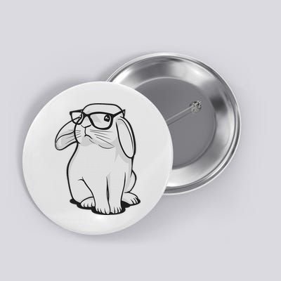 Funny Rabbit Hipster Bunny Geek Nerd Women Button