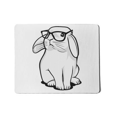 Funny Rabbit Hipster Bunny Geek Nerd Women Mousepad