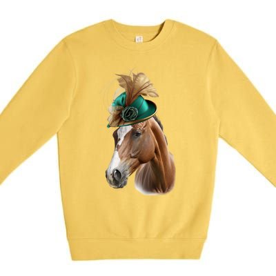 Funny Race Horse Gift Ridin' Derby Funny Gift Premium Crewneck Sweatshirt