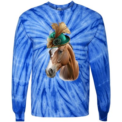 Funny Race Horse Gift Ridin' Derby Funny Gift Tie-Dye Long Sleeve Shirt