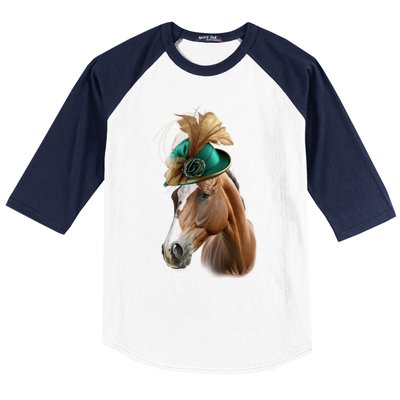 Funny Race Horse Gift Ridin' Derby Funny Gift Baseball Sleeve Shirt