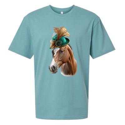 Funny Race Horse Gift Ridin' Derby Funny Gift Sueded Cloud Jersey T-Shirt