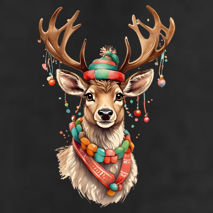 Festive Reindeer Holiday 7 Panel Mesh Trucker Snapback Hat