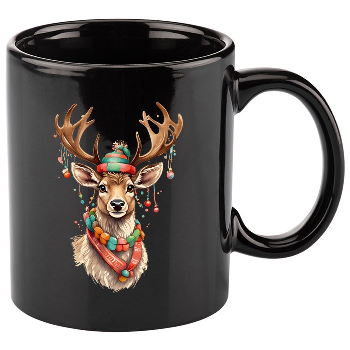Festive Reindeer Holiday 11oz C Handle Ceramic Mug