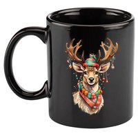 Festive Reindeer Holiday 11oz C Handle Ceramic Mug