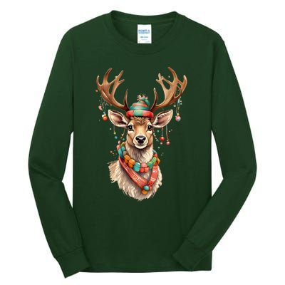 Festive Reindeer Holiday Tall Long Sleeve T-Shirt