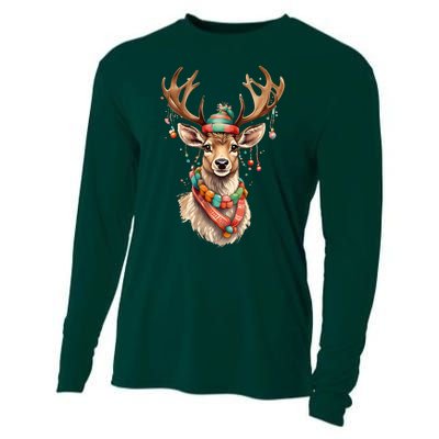 Festive Reindeer Holiday Cooling Performance Long Sleeve Crew