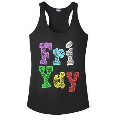 Fri Yay School Weekend Love Fridays Ladies PosiCharge Competitor Racerback Tank