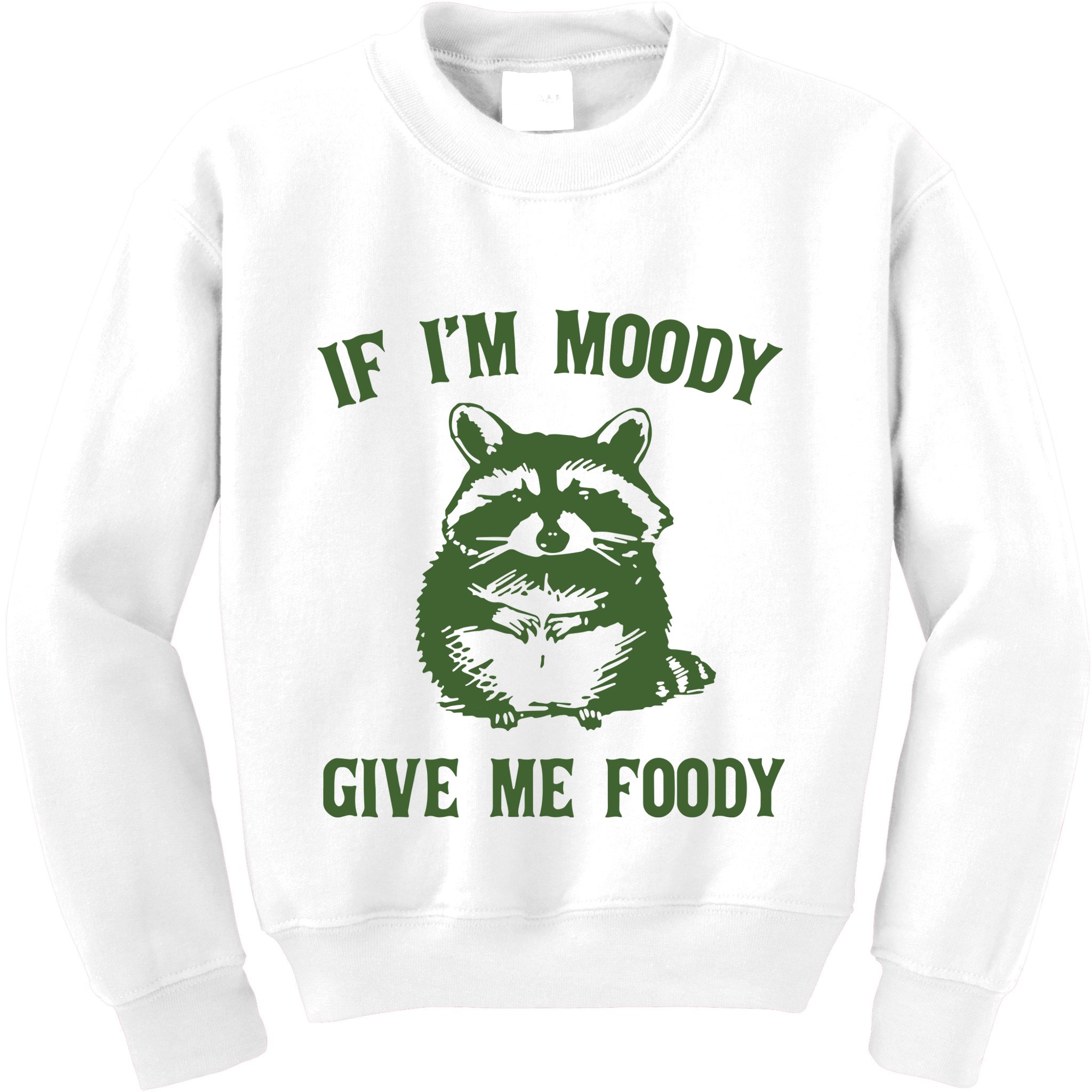 Funny Raccoon If IM Moody Give Me Foody Kids Sweatshirt