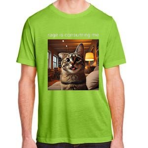 Funny Rage Is Consuming Me Silly Staring Cat Meme Adult ChromaSoft Performance T-Shirt