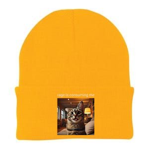 Funny Rage Is Consuming Me Silly Staring Cat Meme Knit Cap Winter Beanie