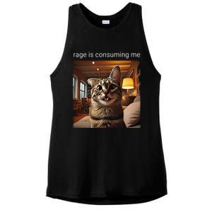 Funny Rage Is Consuming Me Silly Staring Cat Meme Ladies PosiCharge Tri-Blend Wicking Tank