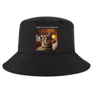 Funny Rage Is Consuming Me Silly Staring Cat Meme Cool Comfort Performance Bucket Hat